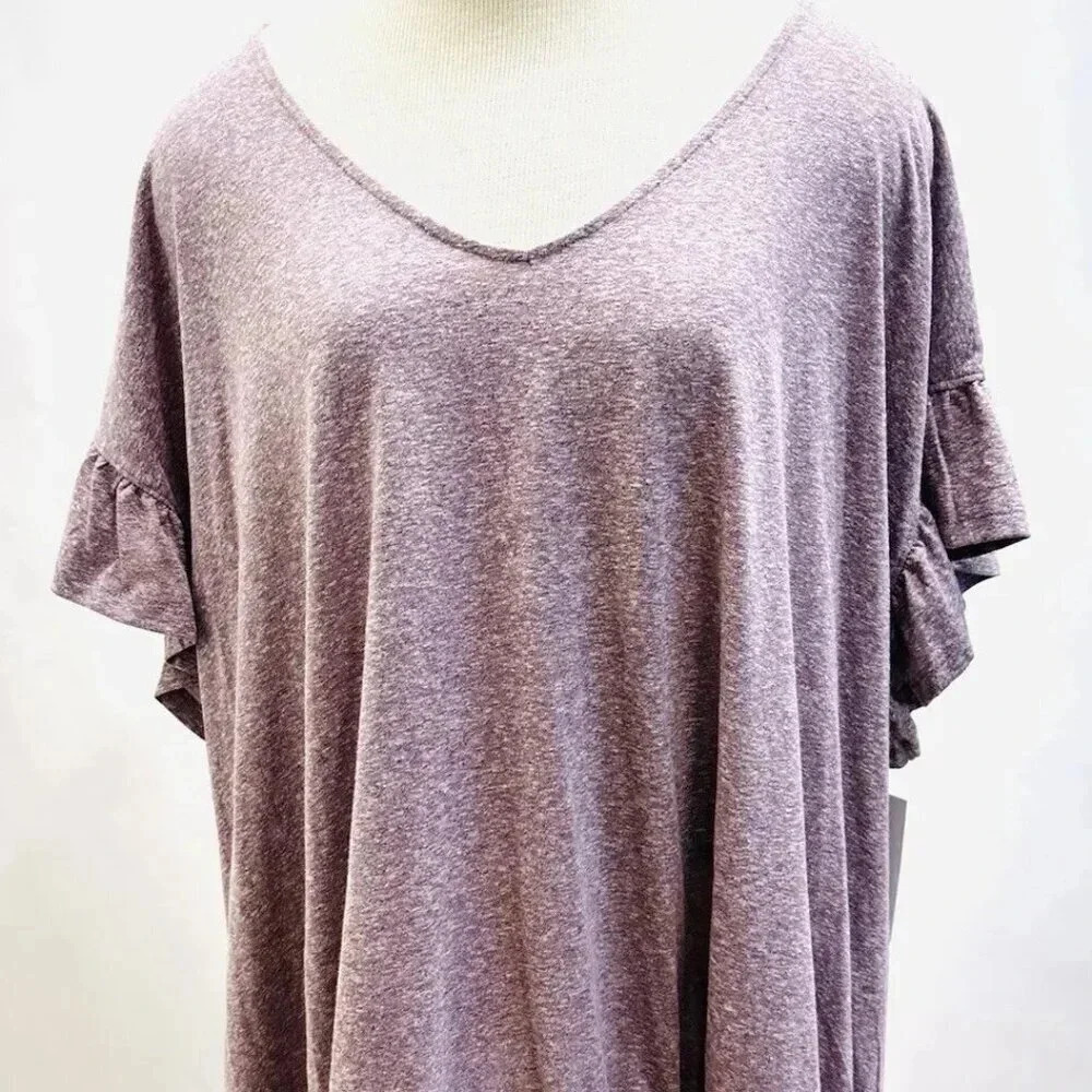 NWT SONOMA Women Short Sleeve Pull Over Elastic Waist Purple Shirt Top Size 4X